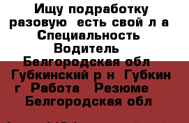 Ищу подработку разовую, есть свой л/а › Специальность ­ Водитель - Белгородская обл., Губкинский р-н, Губкин г. Работа » Резюме   . Белгородская обл.